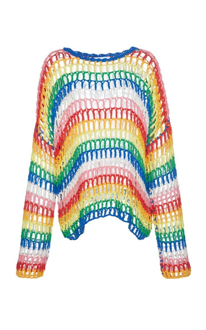 Mira Mikati Rainbow Open Hand Crochet Top