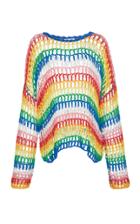 Mira Mikati Rainbow Open Hand Crochet Top