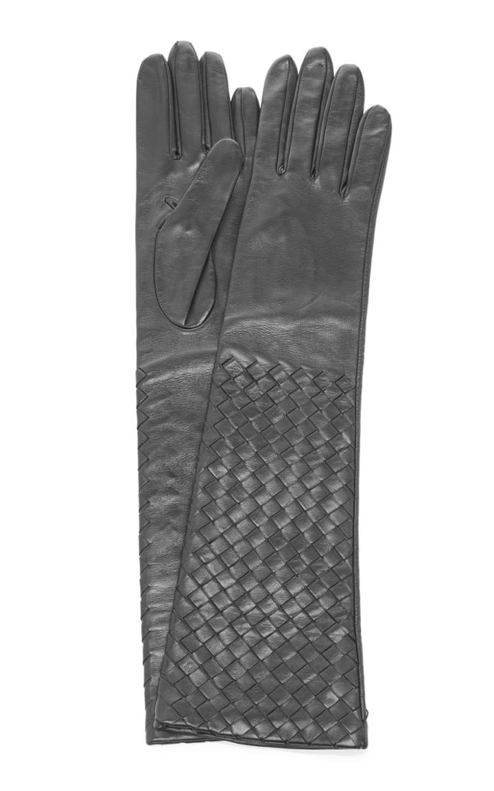 Bottega Veneta Long Woven Leather Gloves