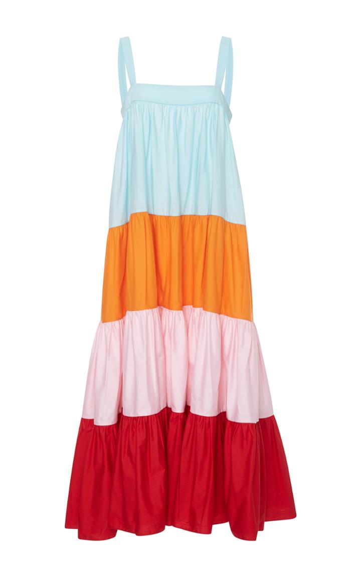Mds Stripes Wyatt Colorblock Tiered Maxi Dress