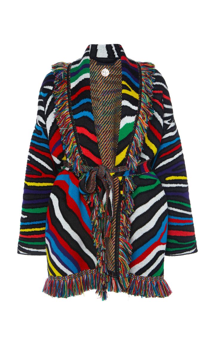 Moda Operandi Alanui Zebra Fringed Jacquard Cardigan Size: Xs