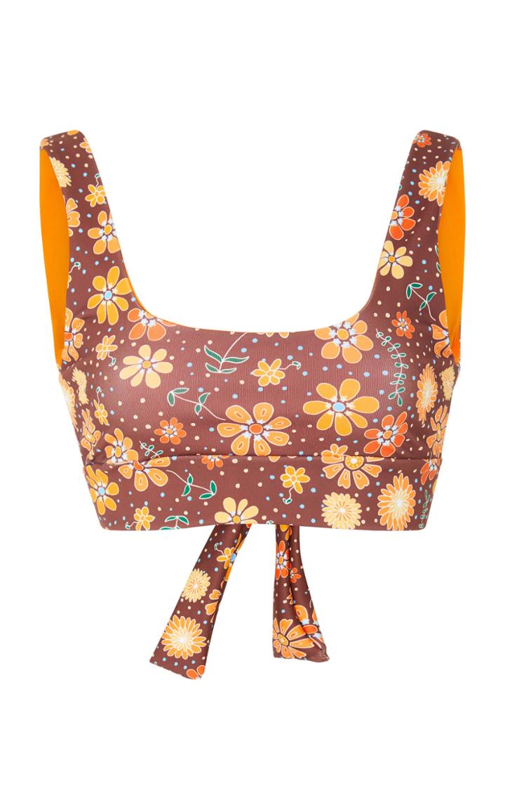 Camp Cove Amber Floral-print Bikini Top