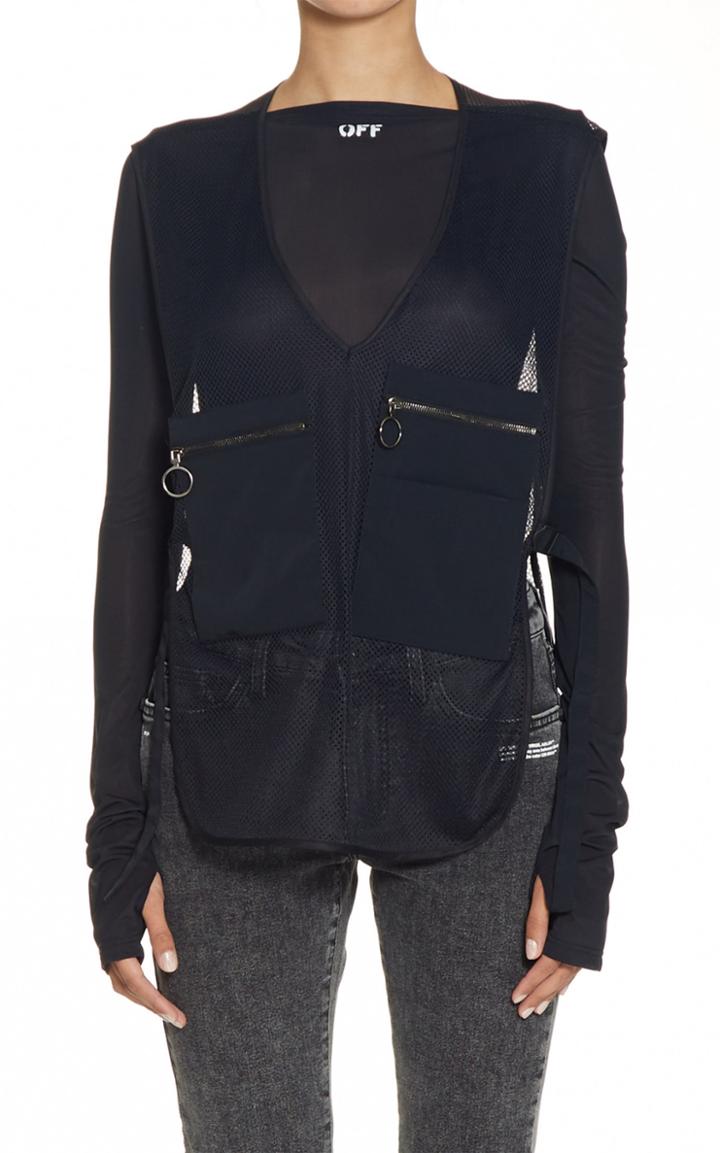 Moda Operandi Off-white C/o Virgil Abloh Oversized Pockets Net Gilet Size: 38