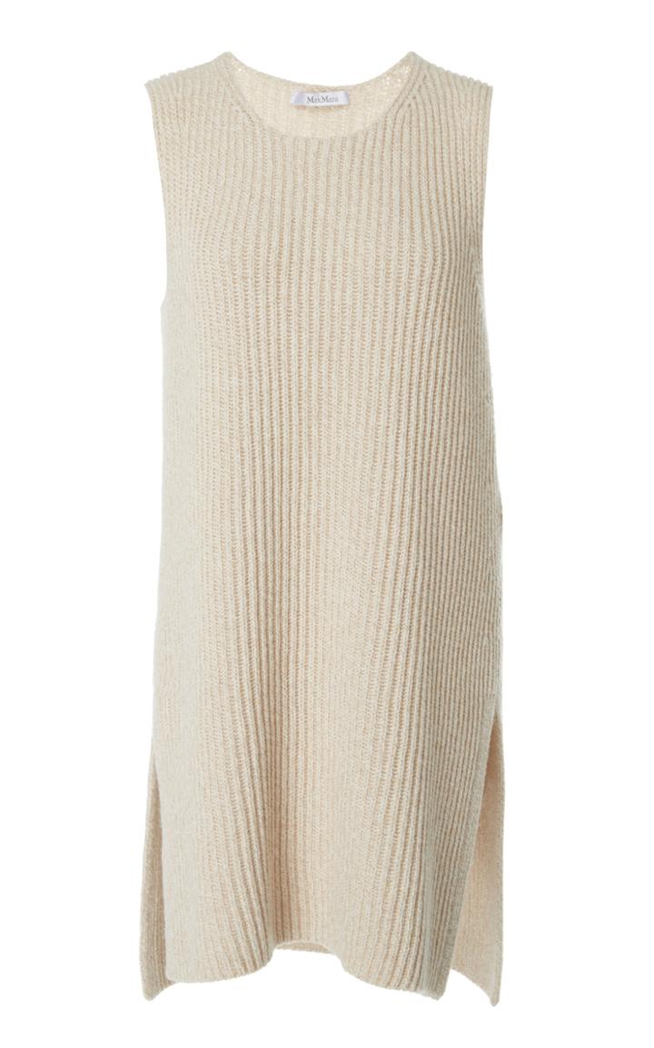 Max Mara Bosforo Metallic Wool-cashmere Waffle-knit Top