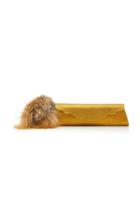Thale Blanc Baguette Metallic With Fox Fur Wristlet