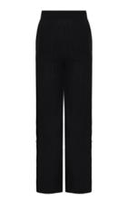 Amal Al Mulla Black Rib Knitted Straight Cut Pants With A Prehnite Sto