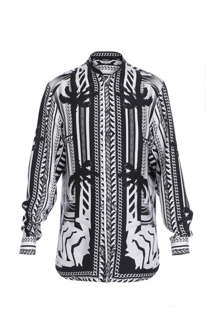 Balmain Oversized Printed Silk Shirt