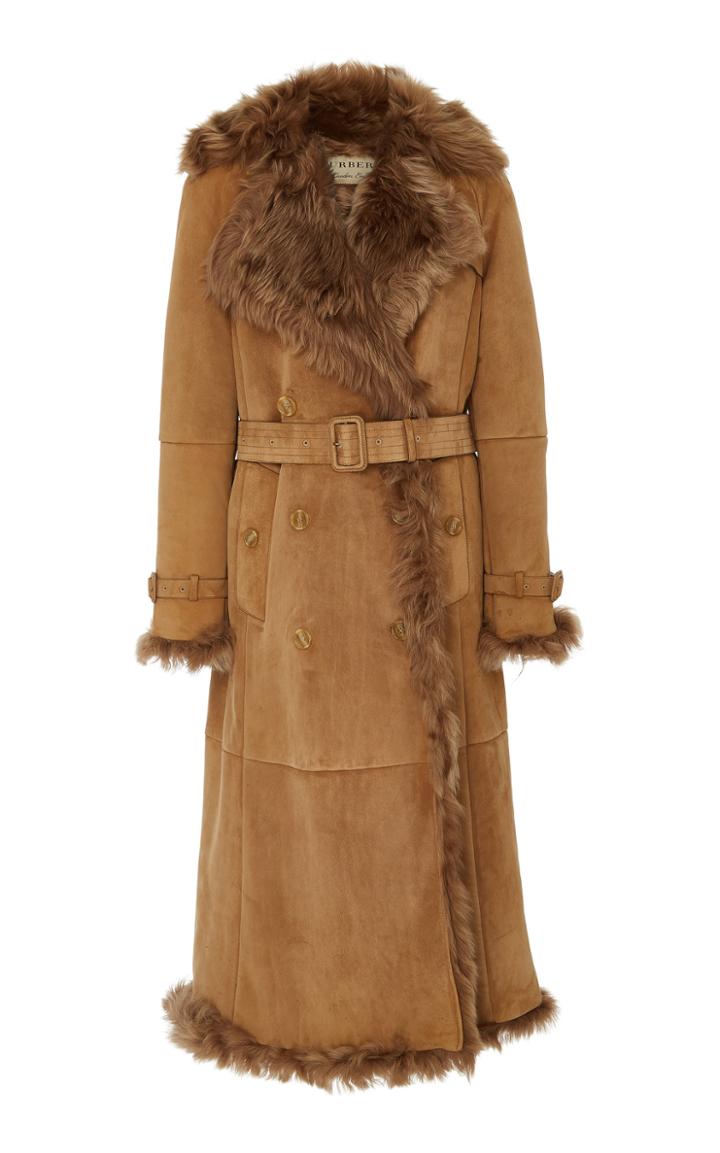 Burberry Belted Double-breasted Shearling Coat