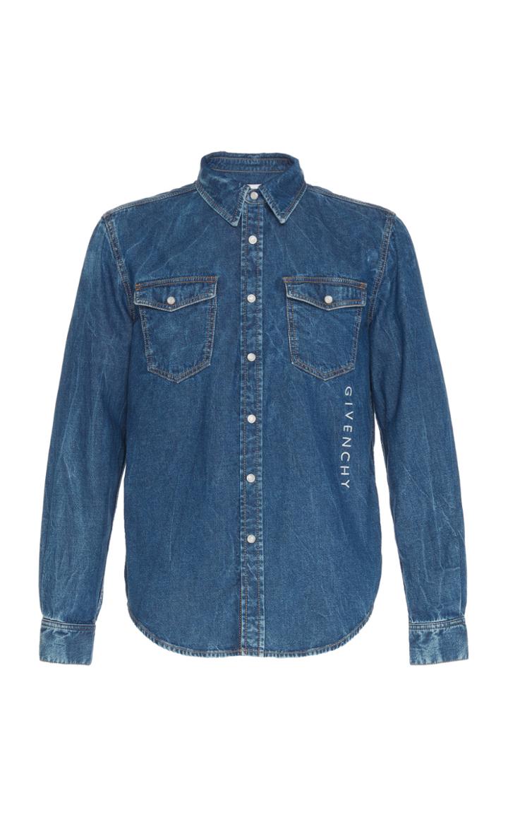 Givenchy Printed Logo Denim Button-up Shirt