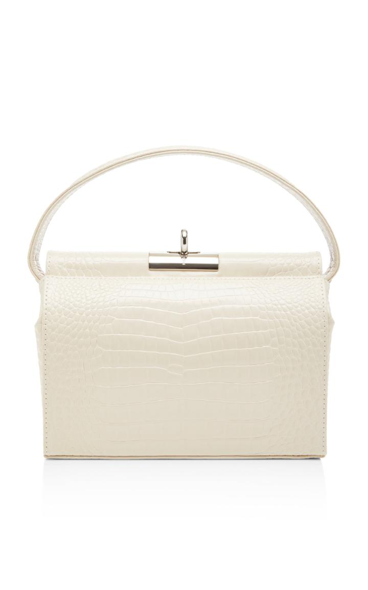 Gu De Milky Croc-effect Leather Top Handle Bag