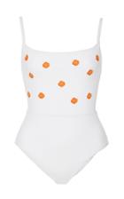 Anemone Embroidered Open Back One Piece Swimsuit