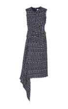 Oscar De La Renta Asymmetrical Tweed Midi Dress