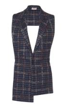 Mrz Plaid Collared Open Back Gilet