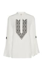 Zeus + Dione Delphi Embroidered Crepe De Chine Blouse