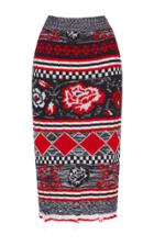 Msgm Knitted Rose Jacquard Skirt