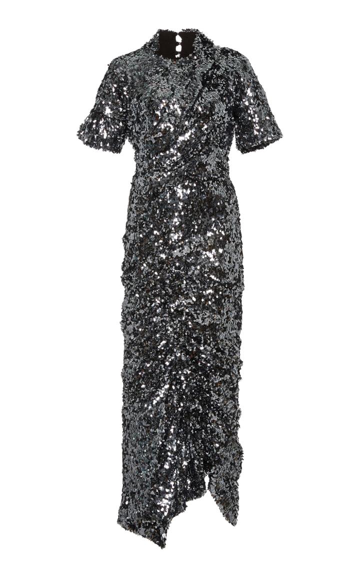 Preen By Thornton Bregazzi Sophia Ruched Sequined Crepe Midi Dress