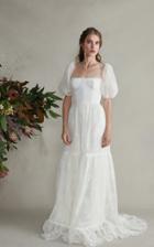 Markarian Celementine Fitted Bodice Silk Gown With Lace Sleeves