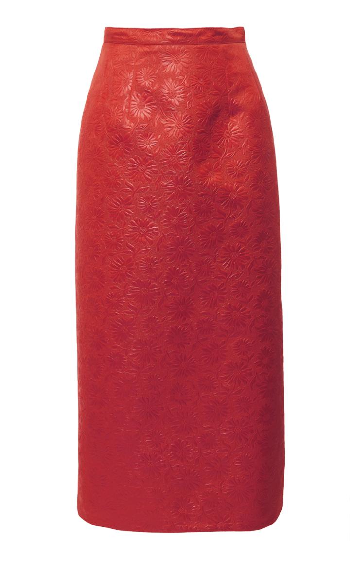 Marni Floral-embossed Faux Leather Pencil Skirt