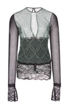Emilio De La Morena Long Sleeve Lace Top