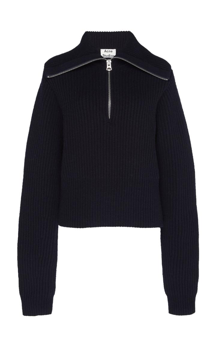 Acne Studios Zip-detailed Rib-knit Wool Sweater