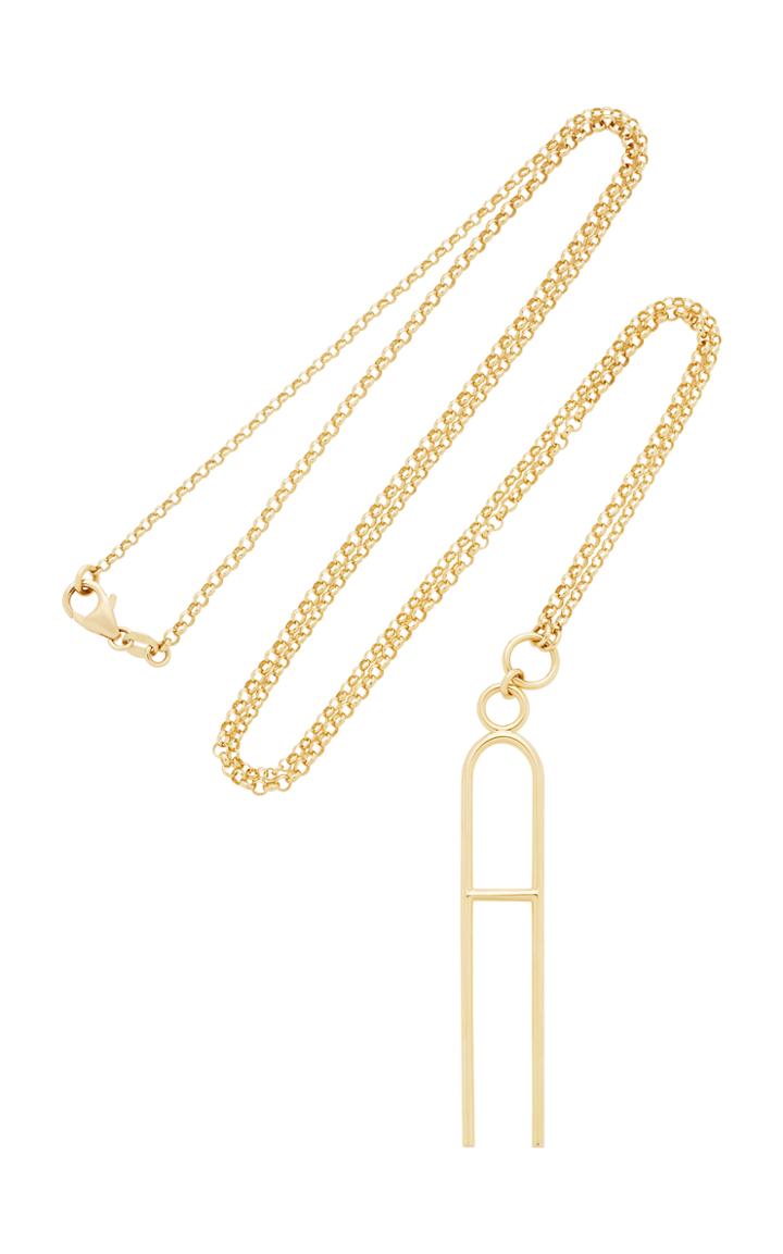 Foundrae Extended Letter Clip Pendant On Fine Mixed Belcher Chain