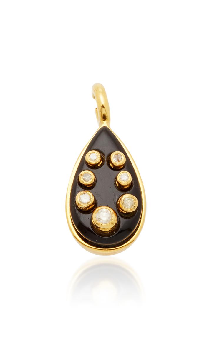 Ashley Pittman Dark Horn And Diamond Teardrop Ashley Pendant