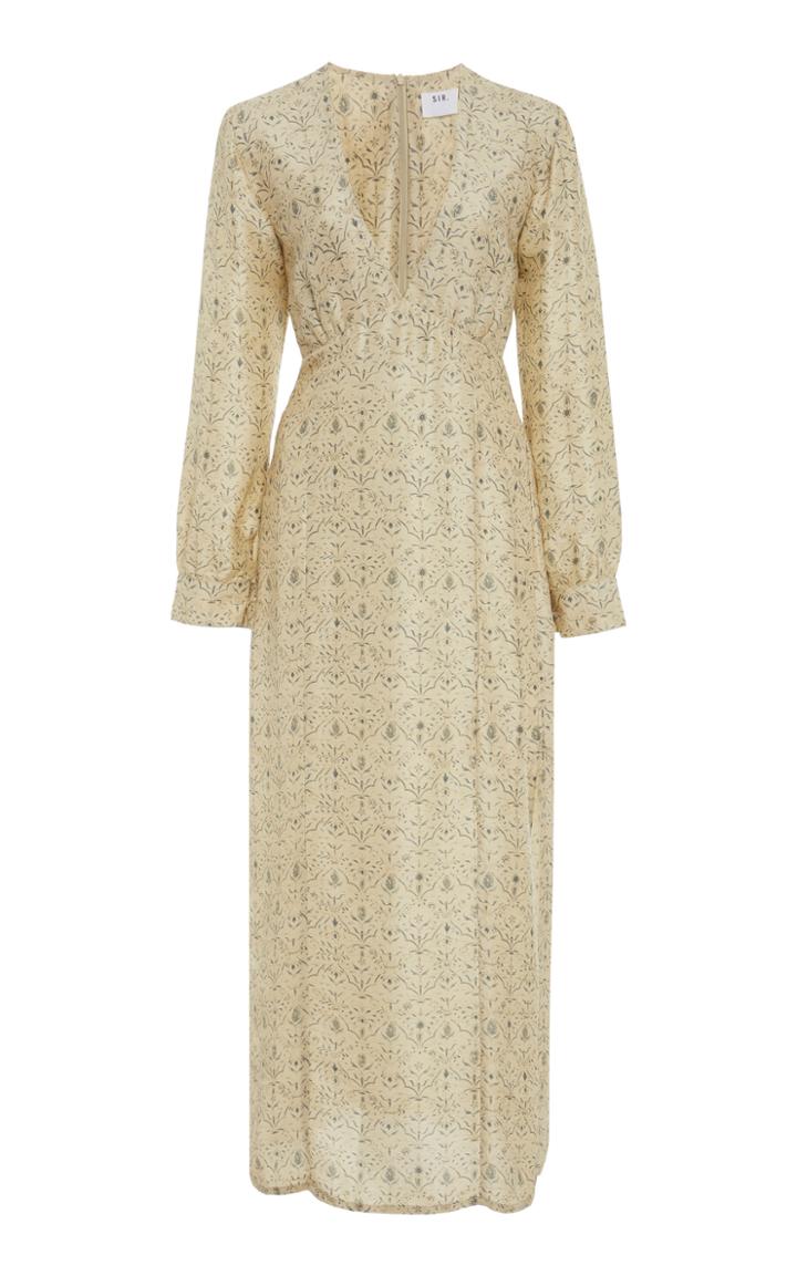Sir The Label Siena Printed Silk Midi Dress