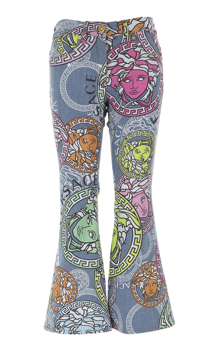 Moda Operandi Versace Printed Rigid High-rise Cropped Flared-leg Jeans