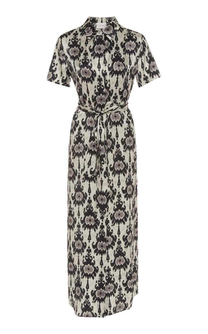 Marie France Van Damme Silk-satin Ikat-print Shirt Dress