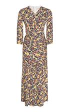 Victoria Beckham Geometric Print 3/4 Sleeve Flared Midi Dress