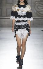Fausto Puglisi Leather Band Lace Mini Skirt
