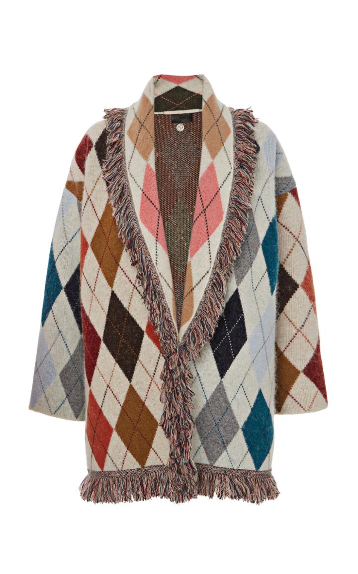 Moda Operandi Alanui Fringed Argyle Jacquard-knit Wool-blend Cardigan