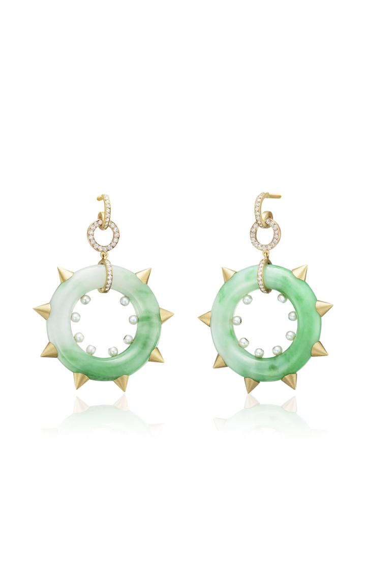 Moda Operandi Margaret Jewels One Of A Kind 18k Yellow Gold Green Picpic Earrings