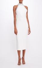 Moda Operandi Pamella Roland Stretch Crepe Halter Dress With Beaded Neckline