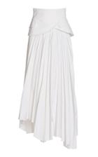 Moda Operandi A.w.a.k.e. Mode Peplum-detailed Pleated Cotton Twill Maxi Skirt