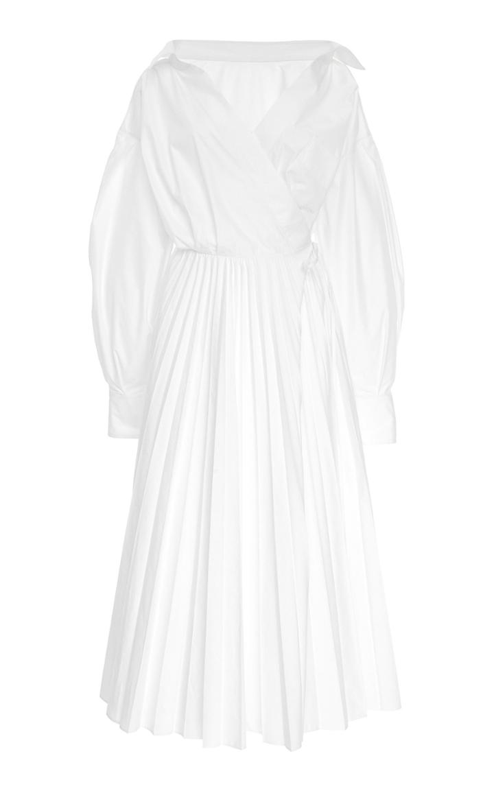 Moda Operandi Valentino Pleated Cotton-blend Midi Dress Size: 38