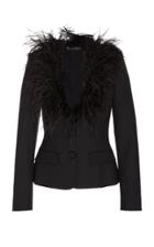 Oscar De La Renta Double Breasted Jacket With Feathers