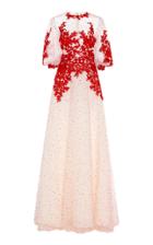 Moda Operandi Costarellos Blouson Sleeve Flocked Dot Tulle Dress With Lace Lining An