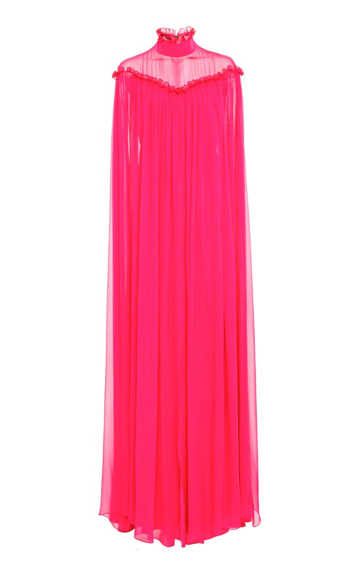 Christian Siriano Chiffon Gown With Cape Overlay