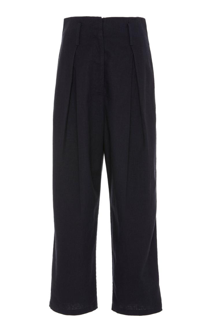 St. Agni Cavolo Pintucked Linen-blend Pants