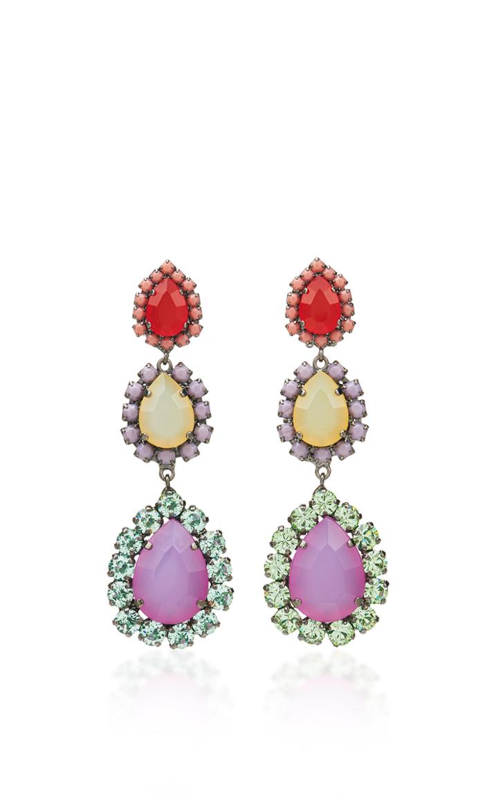 Sharra Pagano Red And Purple Crystal Earrings
