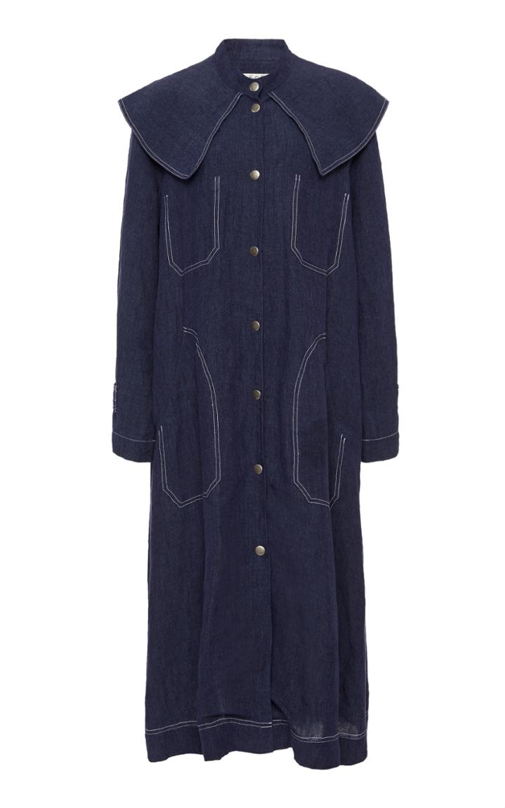 Moda Operandi Sea Maxine Linen Coat Size: Xs