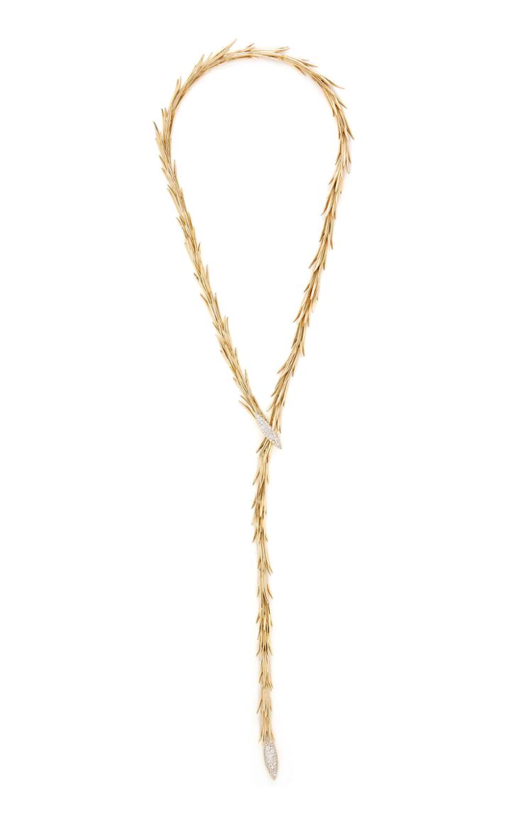 Hueb Gold Palm Lariat Necklace