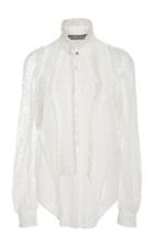 Roberto Cavalli Lace-paneled Silk Blouse