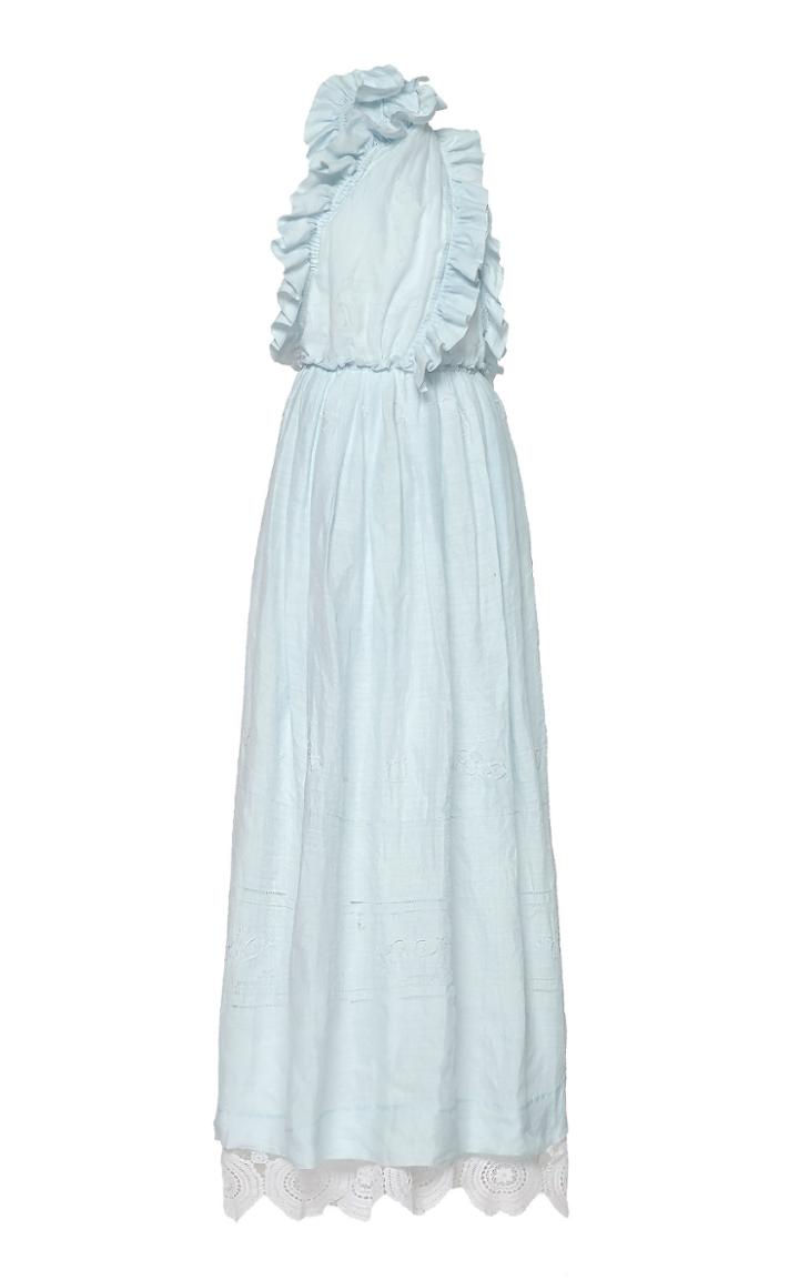 Nevenka Loyalty Halter Ruffle-trimmed Cotton-voile Dress