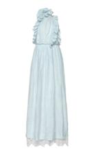 Nevenka Loyalty Halter Ruffle-trimmed Cotton-voile Dress