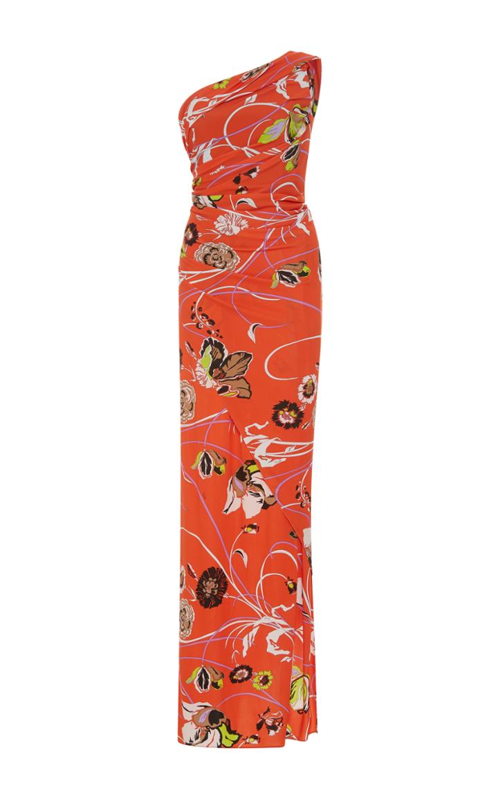Emilio Pucci One Shoulder Ruched Long Dress