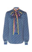 Tory Burch Contrast Binding Printed Bow Blouse