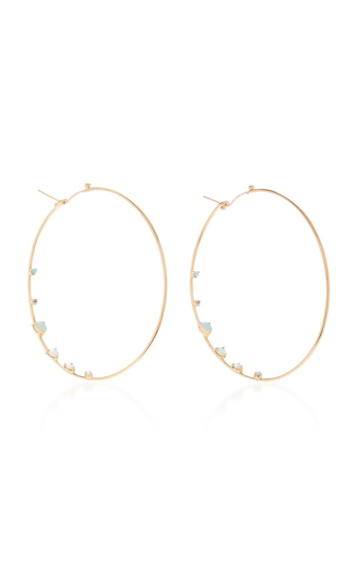 Wwake Gold Opal And Diamond Hoop Earrings
