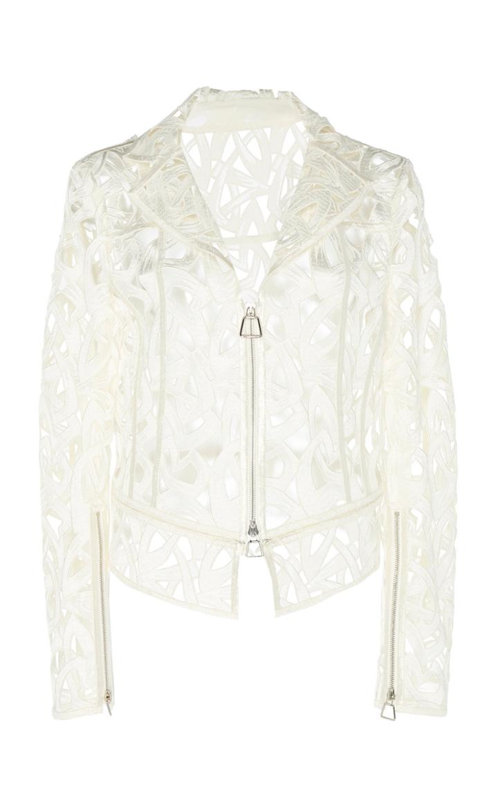Akris White Embroidered Guipure Lace Jacket